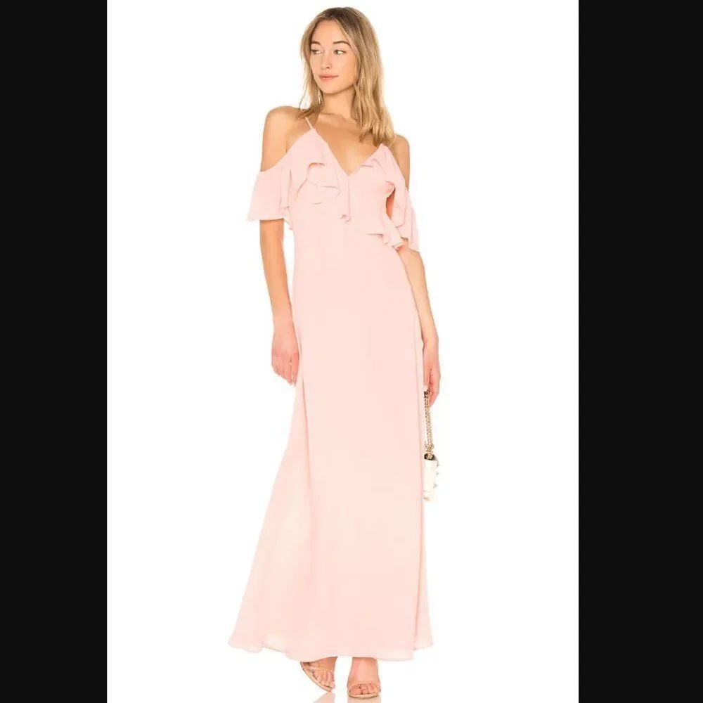 NWT Revolve x LPA Ruffle Neckline Maxi in Blush | Size S